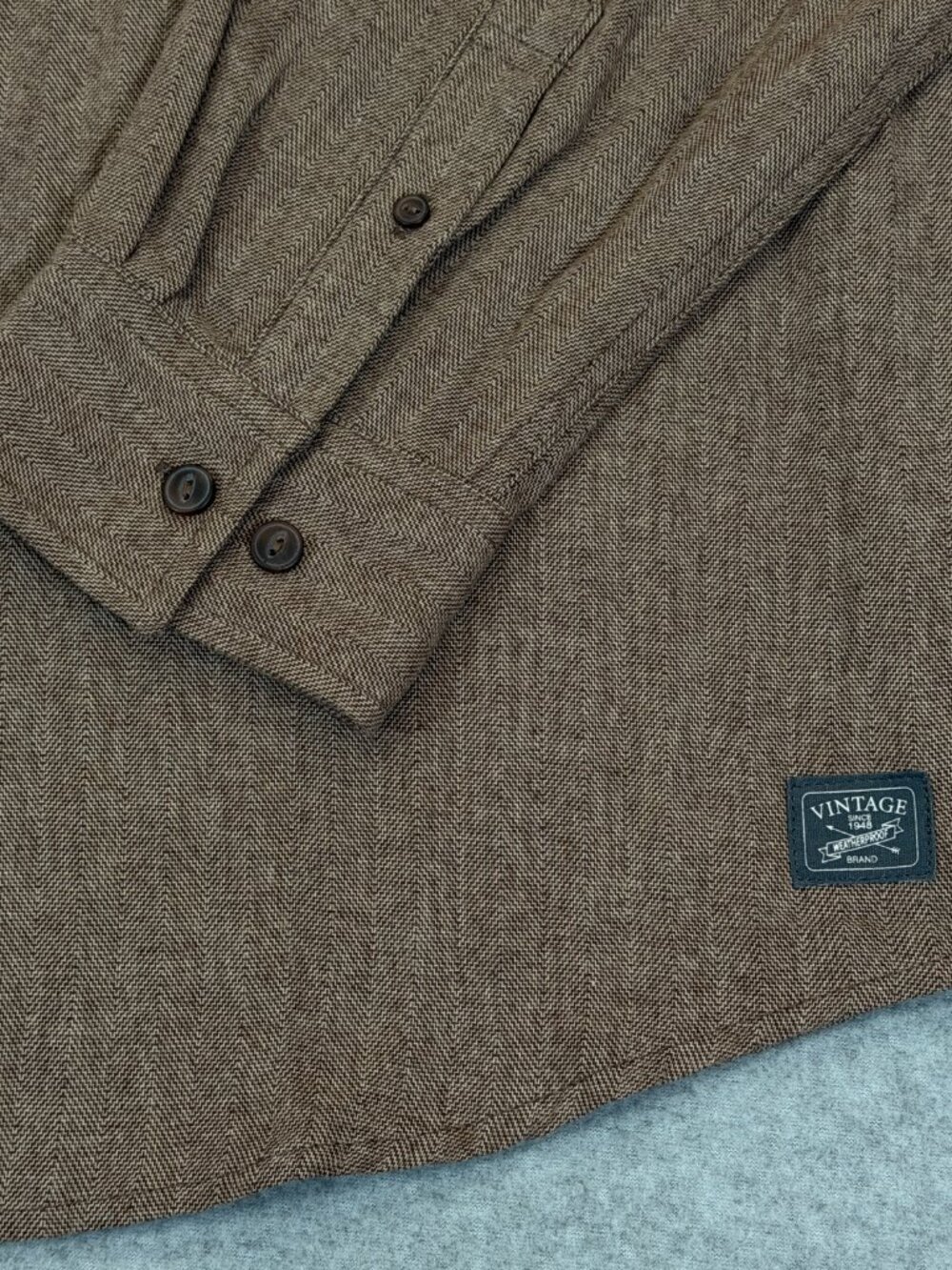Weatherproof Vintage Men's Herringbone Long Sleeve Shirt XXL Chicory Brown NWT - Picture 4 of 12